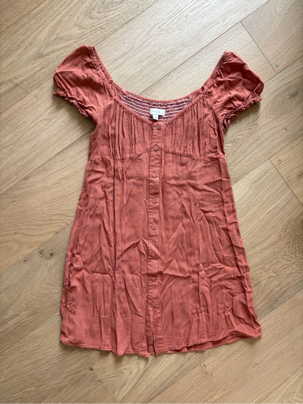 Women's Rust Button-Front Mini Sun Dress